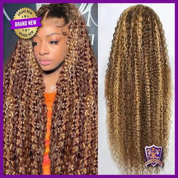 26 Inch 13x4 Lace Front Wig Human Hair Deep Wave 180 Density Glueless